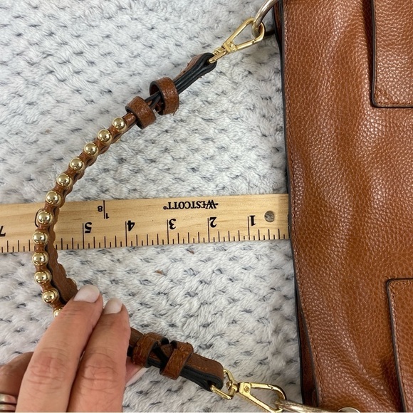 Steve Madden Boho Studded Strap Small Hobo Cognac With Gold Accented Handle - Picture 11 of 12